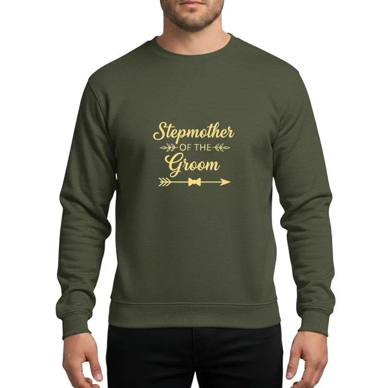 Groom's Stepmother Elegant Bright Gold Script Leaf Bow Tie Arrow Wedding Design Sweatshirt - 1