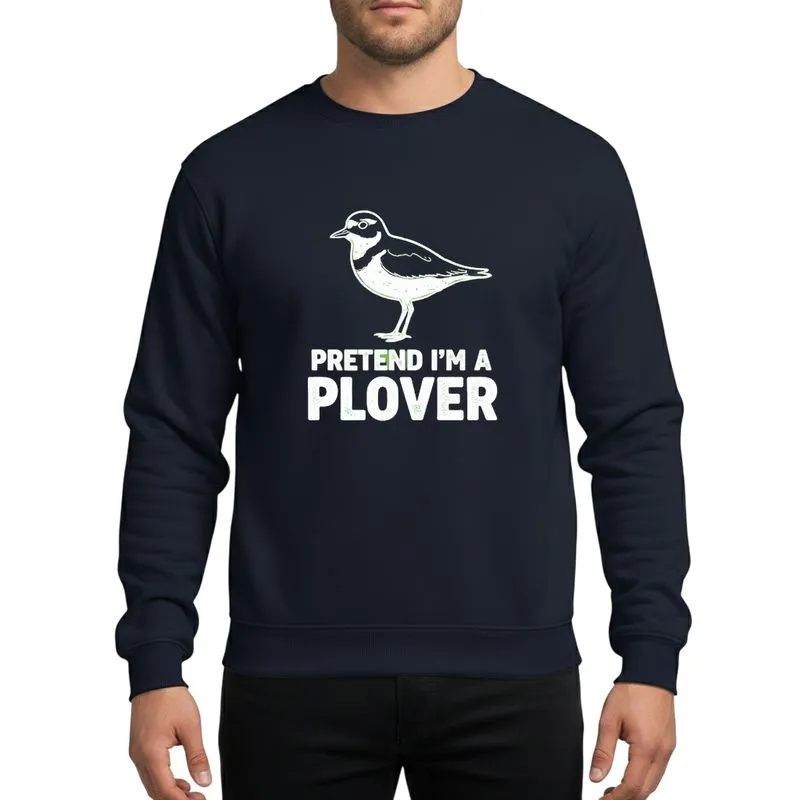 Halloween Costume Enthusiasts' White Distressed Plover Bird Minimalist Grunge Hand-Drawn Typography Sweatshirt - 1