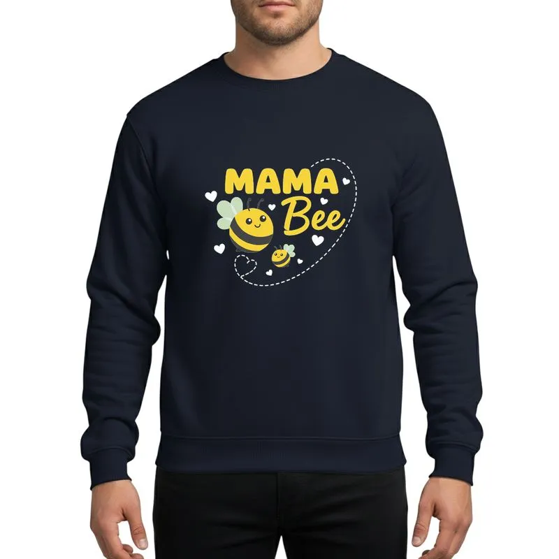 Mothers' Whimsical Bright Yellow Dark Grey Mama Baby Bee Cartoon Duo Heart Flight Path Art Sweatshirt - 1