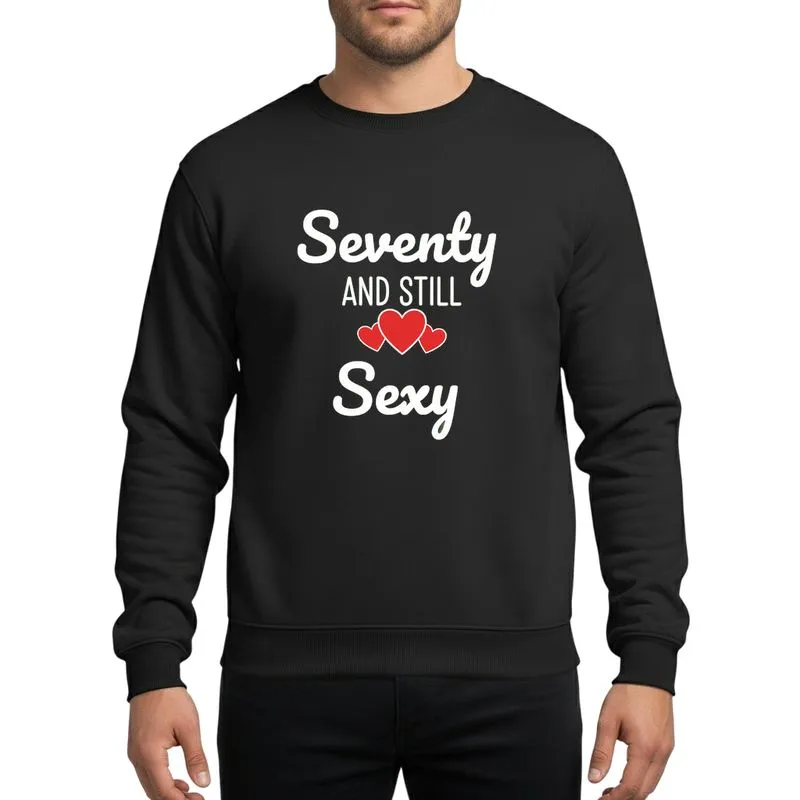 70th Birthday Celebrants' Elegant White Script Red Hearts Typographic Design Sweatshirt - 1