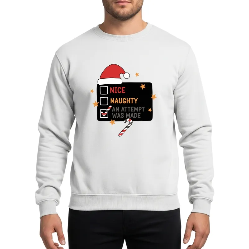 Nice Naughty An Attempt Was Made Playful Holiday Checklist Graphic Sweatshirt - 1