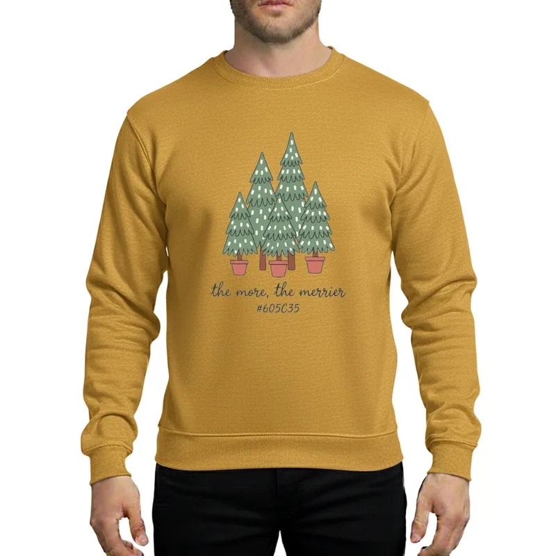 The More The Merrier Funny Christmas Pregnancy Reveal Whimsical Tree Art Sweatshirt - 1