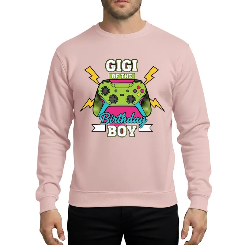 Gigi Birthday Boy Gamer Party Vibrant Controller Lime Green Cyan Pink Yellow Art Sweatshirt - 1