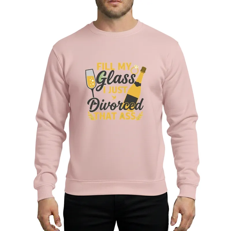 Happy New Chapter Fill My Glass Gold Script Champagne Freedom Typography Sweatshirt - 1