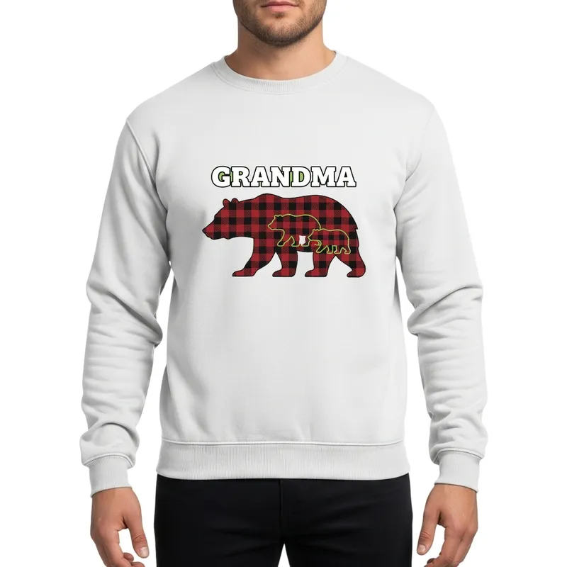 Grandma Red Black Buffalo Plaid Bear Family Christmas Winter Design Sweatshirt - 1