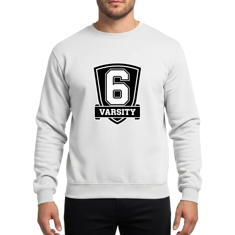 Bold Collegiate Sports Number 6 Triple Outline Shield Varsity Banner Emblem Sweatshirt - 1