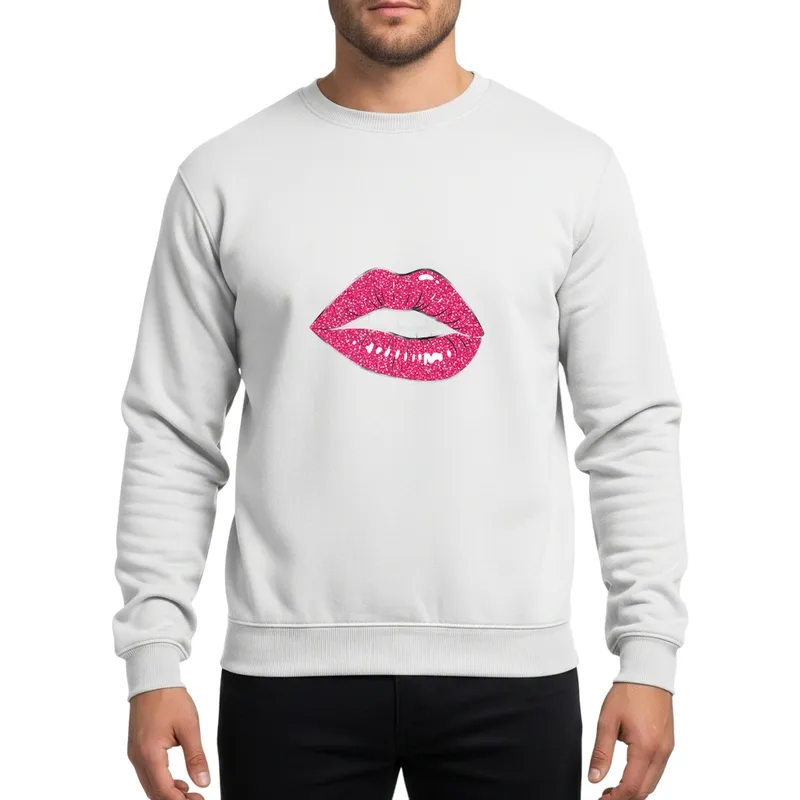 This Queen Born On October 5 | Hot Pink Glitter Lips & Gold Sparkle Text Celebration Sweatshirt - 1