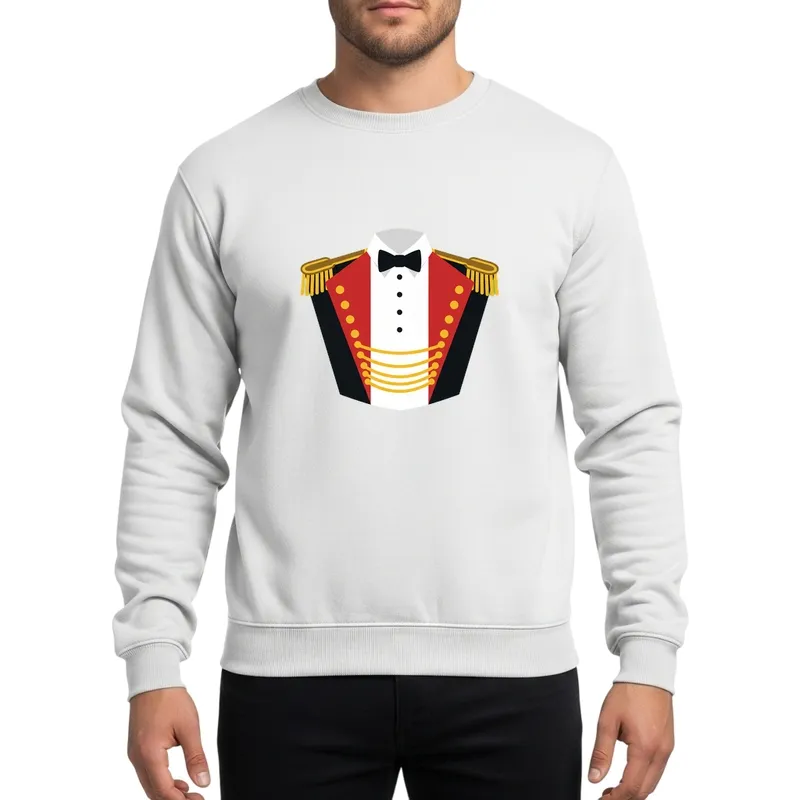 Carnival Ringmaster Showman Red Lapels Gold Buttons White Shirt Bow Tie Sweatshirt - 1