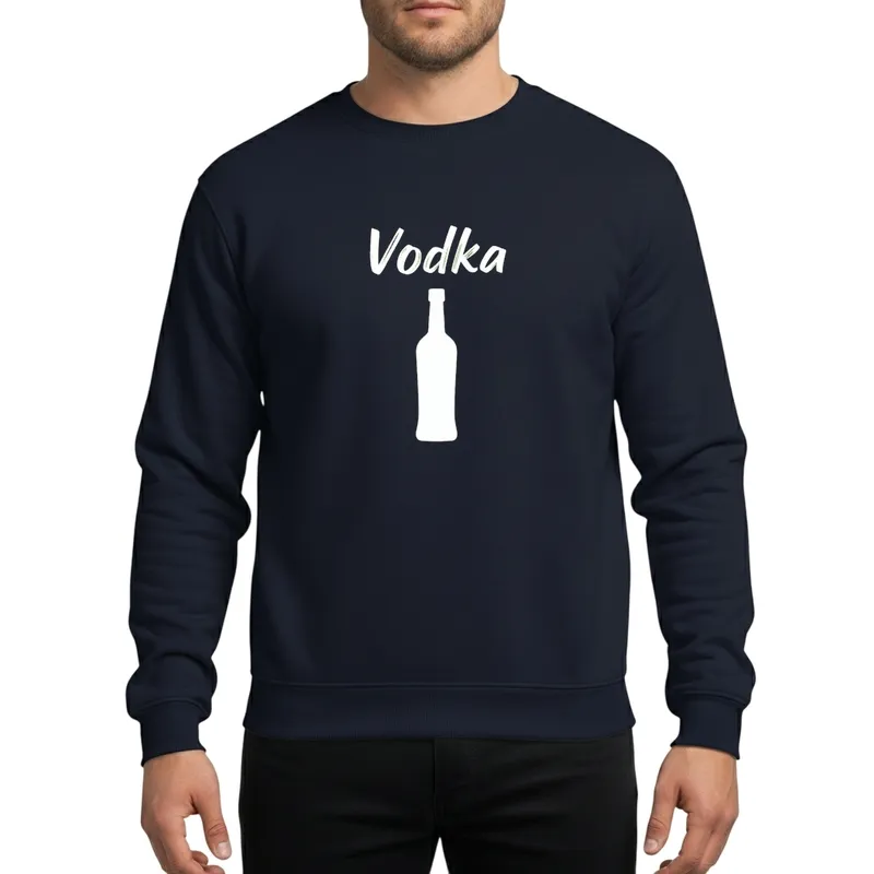 Vodka Happy Water Fun People Celebration White Brush Script Flat Bottle Design Sweatshirt - 1