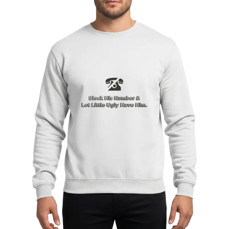 Bold Gray Blocked Phone Icon & Flat 3D Typographic Sassy Statement Sweatshirt - 1
