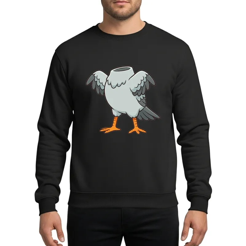 Funny Headless Seagull Halloween Costume Party Kids Orange Gray Bird Sweatshirt - 1