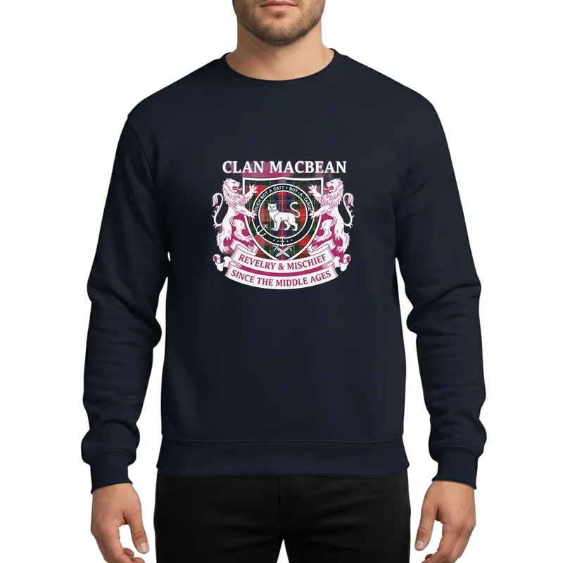 MacBean Clan Scottish Heraldic Wildcat Crest Tartan Motto Family Gathering Sweatshirt - 1