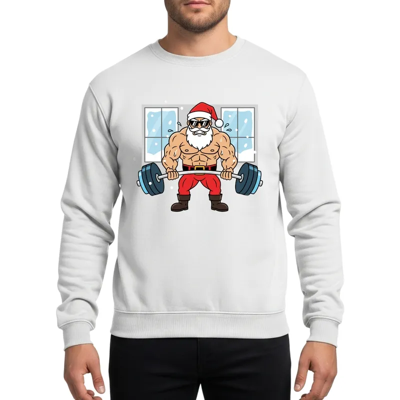 Determined Muscular Santa Deadlift Christmas Gym Fitness Strongman Design Sweatshirt - 1
