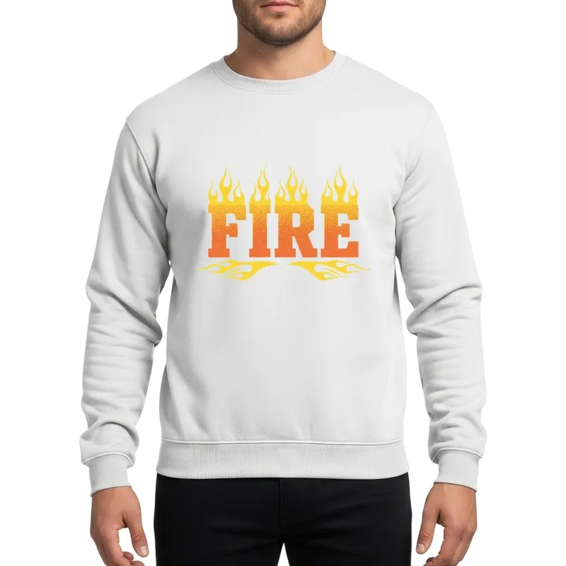 Hot Rod Fire Funny Family Matching Halloween Party Distressed Orange Yellow Flames Sweatshirt - 1