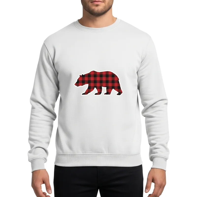 Pop Pop Bear Red Buffalo Plaid Christmas Rustic Family Gift Silhouette Sweatshirt - 1