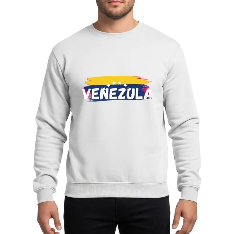 Venezuelan Flag Bold Grunge Distressed Brushstroke Stars Artwork Sweatshirt - 1