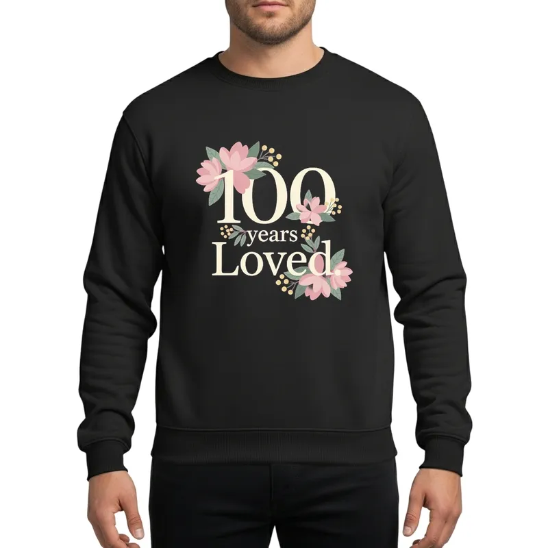 Grandma 100th Birthday Floral '100 Years Loved' Pastel Magnolia Celebration Sweatshirt - 1
