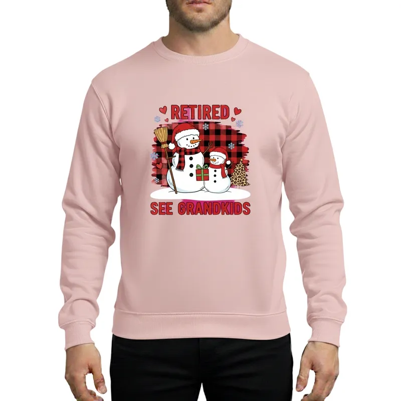 Not Retired Under New Management See Grandkids Christmas Snowmen Leopard Plaid Sweatshirt - 1