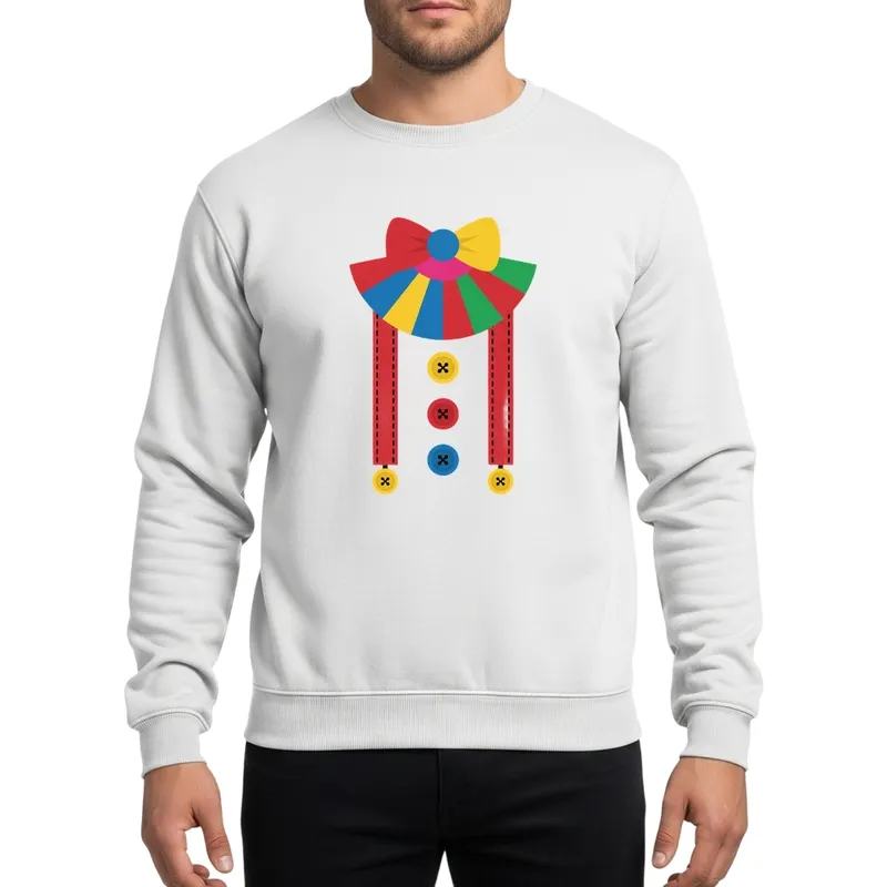 Kids Birthday Circus Clown Costume Multi-Color Bowtie Ruffle Suspenders Sweatshirt - 1