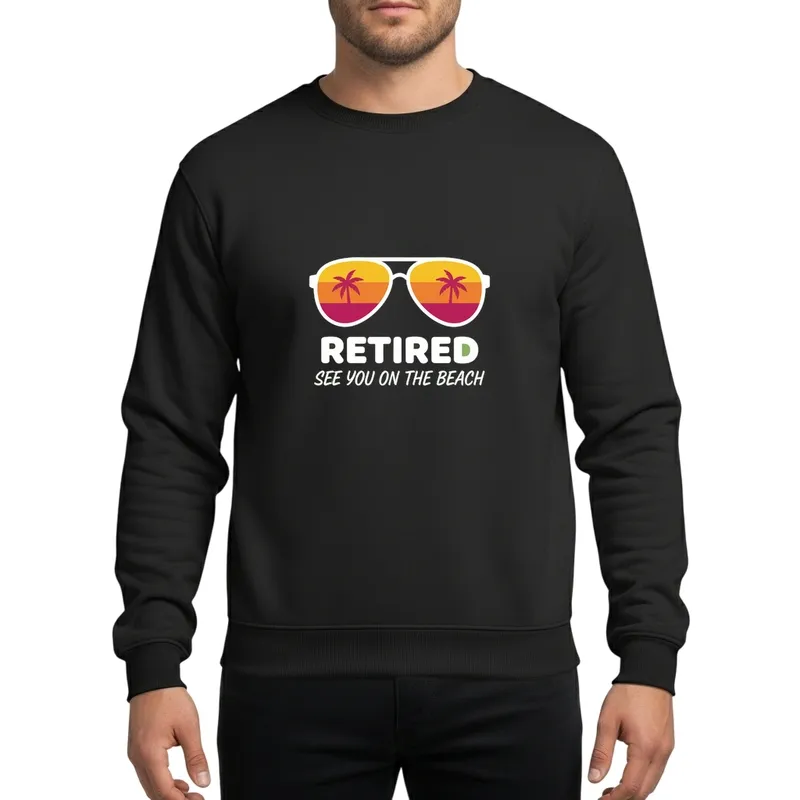 Womens Retired See You On The Beach Funny Yellow Orange Magenta Aviator Sunglasses Gift Sweatshirt - 1