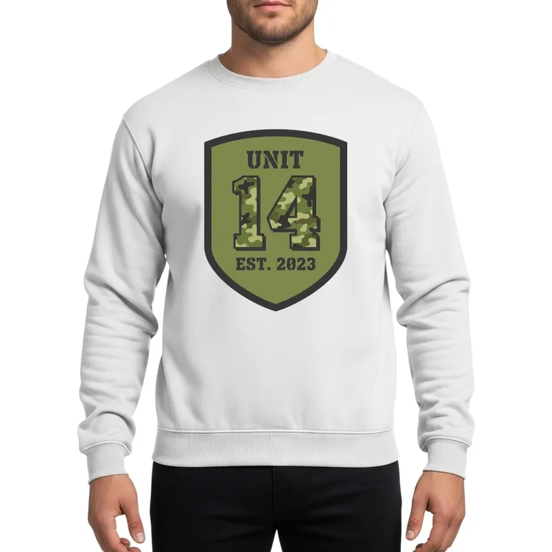 14th Birthday Military Camo Shield Emblem Gift UNIT EST 2023 Sweatshirt - 1