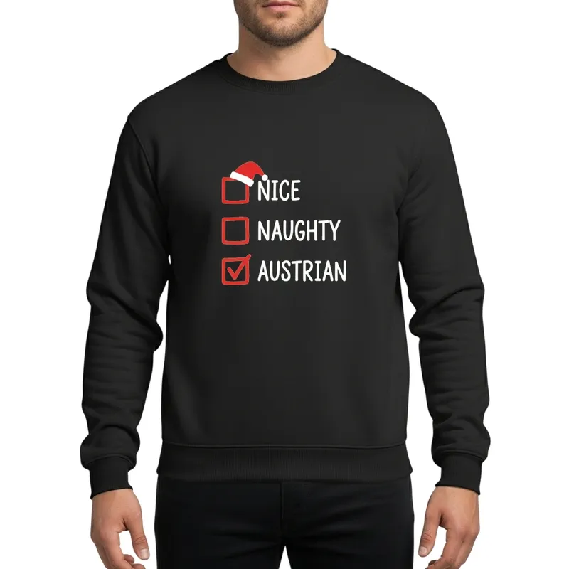 Nice Naughty Austrian Christmas Heritage Hand-Drawn Santa Checkbox Art Sweatshirt - 1
