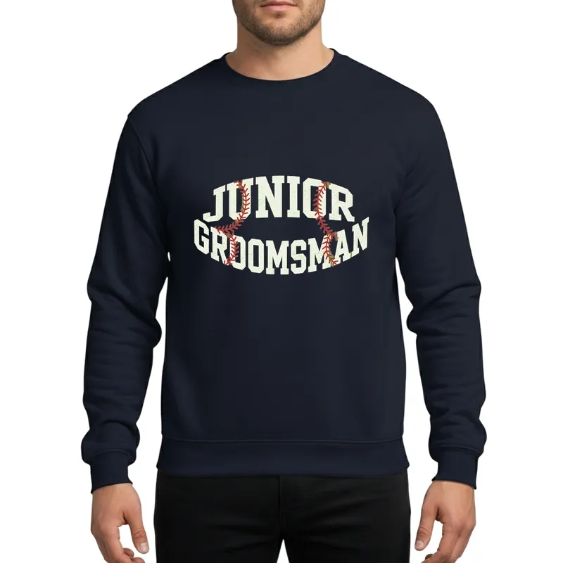 Kids Junior Groomsman Vintage Red Baseball Stitch Wedding Party Design Sweatshirt - 1