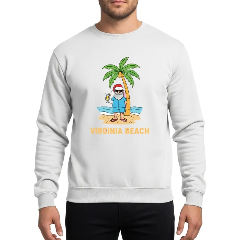 Funny Virginia Beach Vacation Santa Cartoon Hawaiian Shirt Tropical Beach Design Sweatshirt - 1