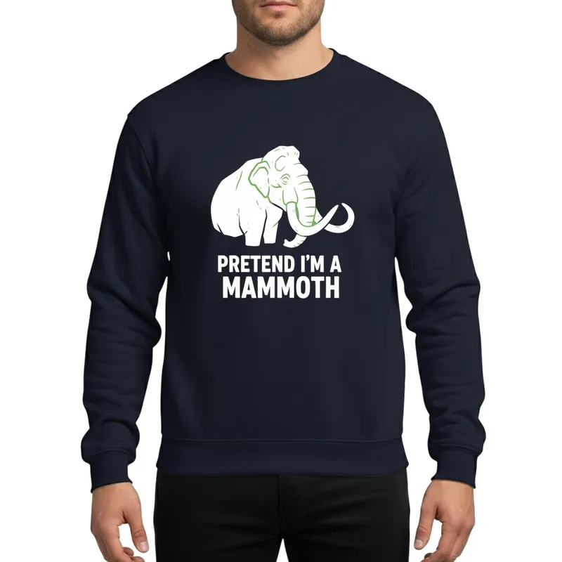Pretend I'm A Mammoth Funny Halloween Costume Party Woolly Animal Hand-Drawn White Graphic Sweatshirt - 1