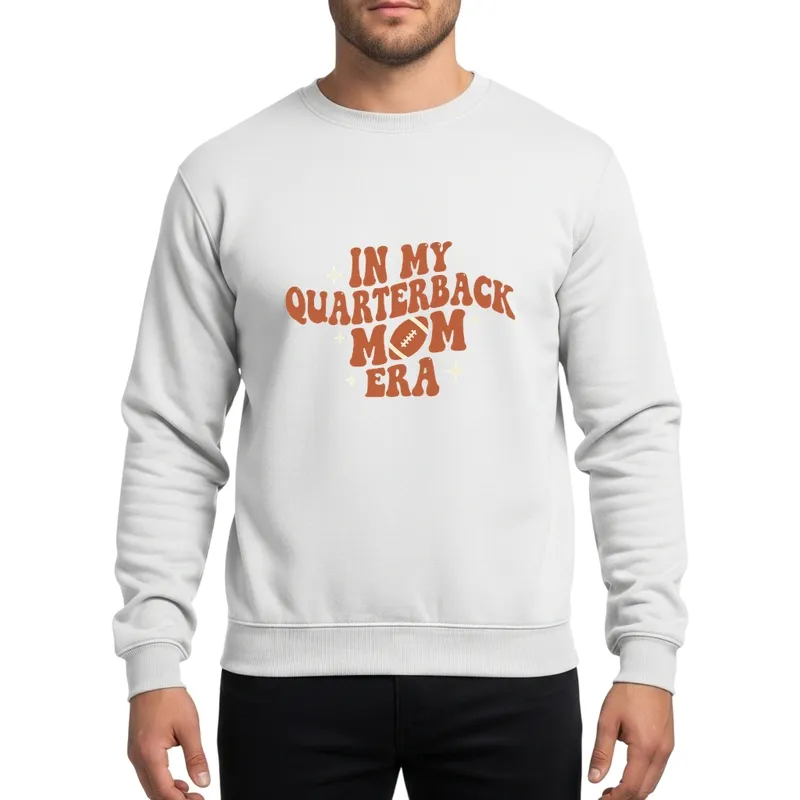 In My Quarterback Mom Era Groovy QB Mama Football Retro 70s Dusty Rust Orange Christmas Sweatshirt - 1
