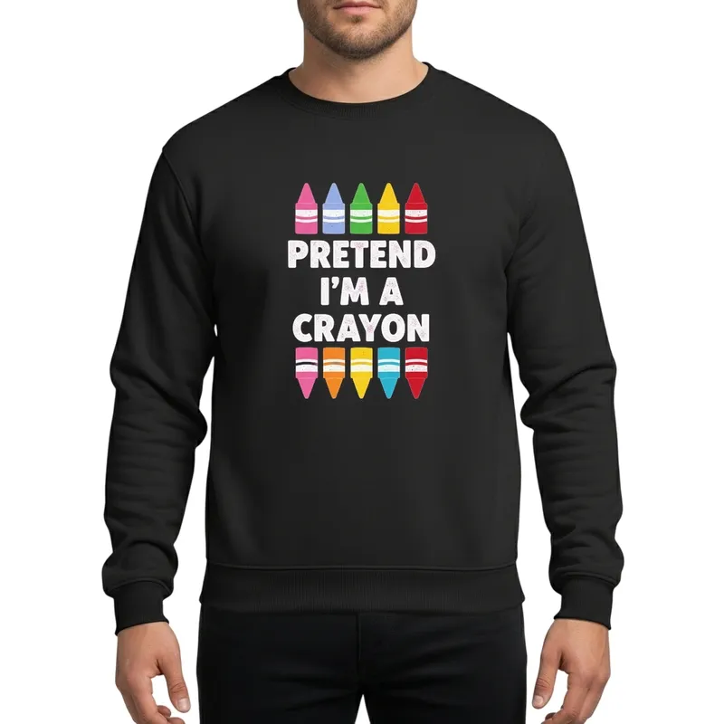 Pretend I'm A Crayon Funny Halloween Group Costume Distressed Rainbow Graphic Sweatshirt - 1