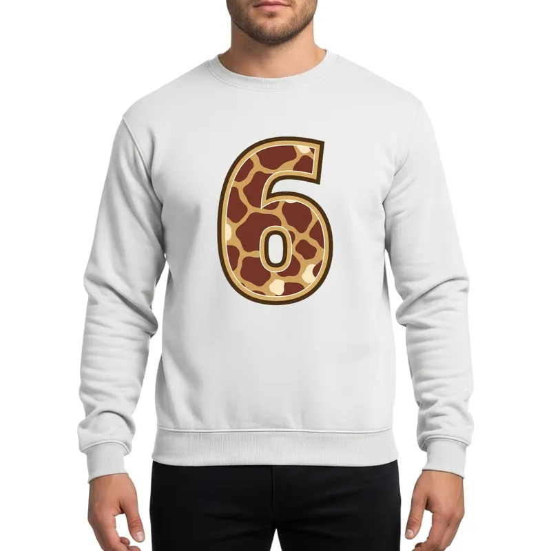 Giraffe Print Six Birthday Jungle Party Multi-Layered Brown Golden-Tan Flat Art Sweatshirt - 1
