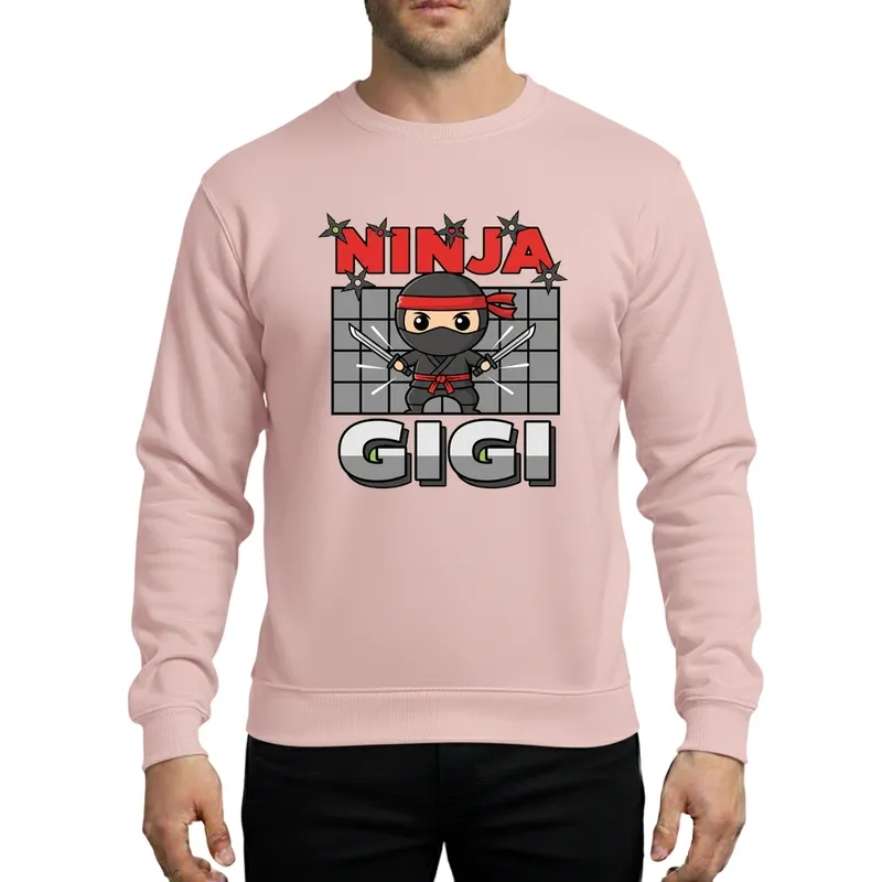 Gigi Ninja Birthday Celebration Chibi Warrior Katana Shuriken Bold Red Block Art Sweatshirt - 1