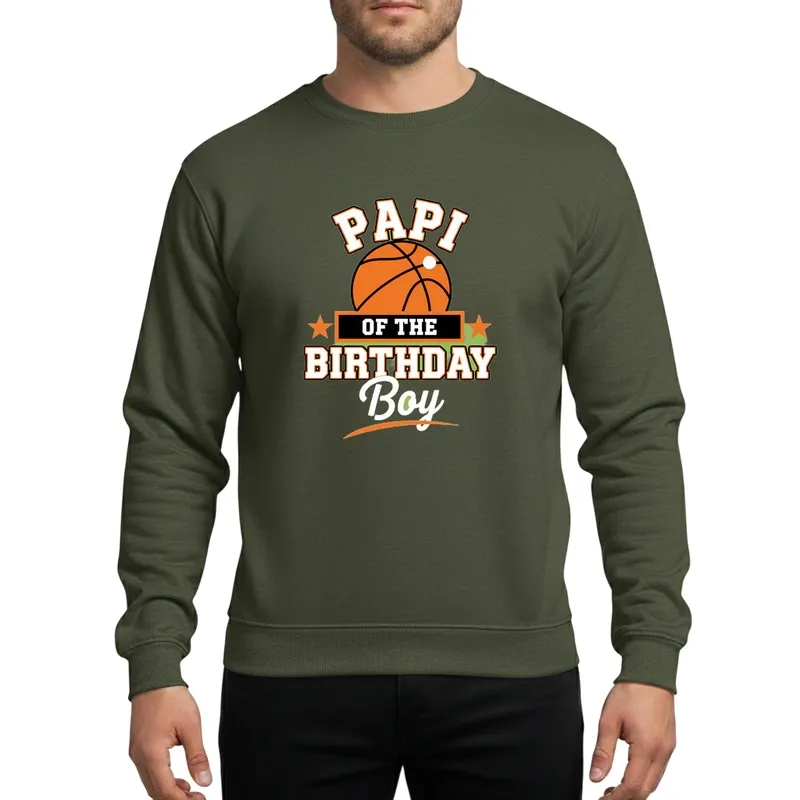 Papi Of The Birthday Boy Dynamic Basketball Bright Orange Collegiate Celebration Sweatshirt - 1