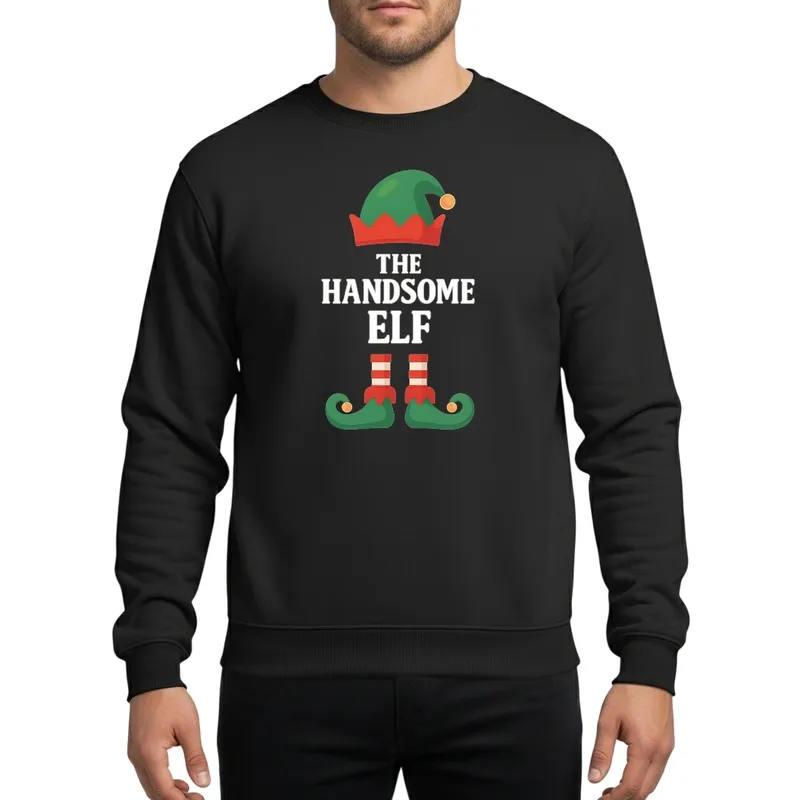 Handsome Elf Green Hat Pointed Shoes Family Christmas Festive Group Sweatshirt - 1