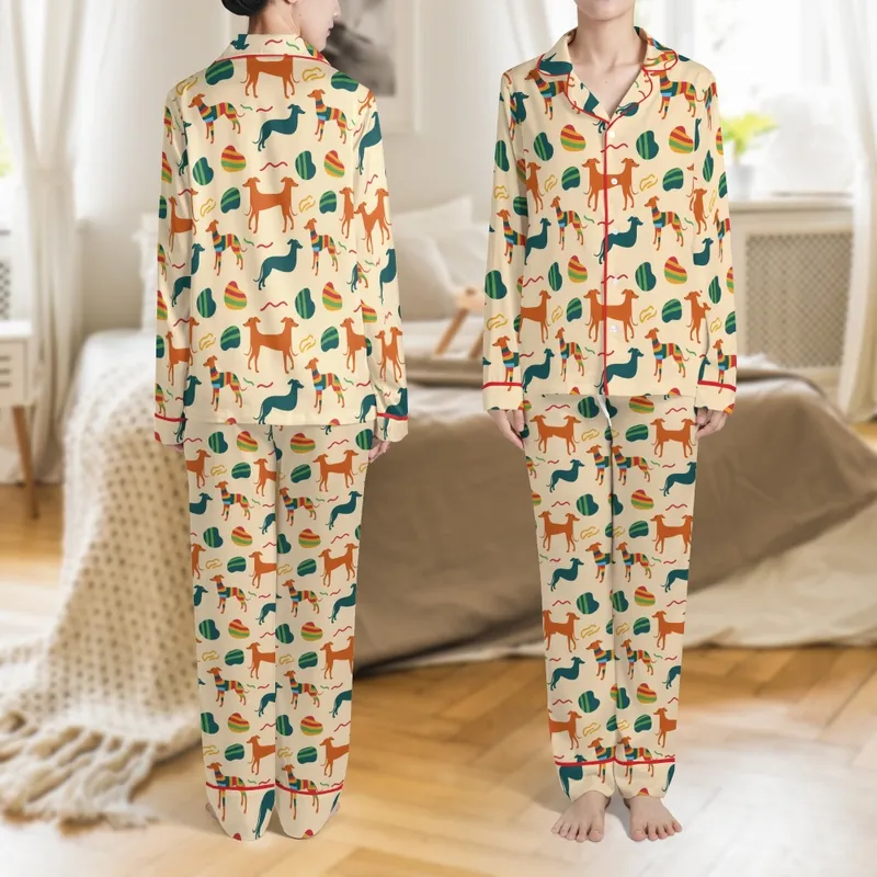 Italian Greyhound: Playful Rainbow Striped Iggy Pajama Design - Instant PDF Sewing Pattern XSmall & Small Satin Pajamas Set - 1