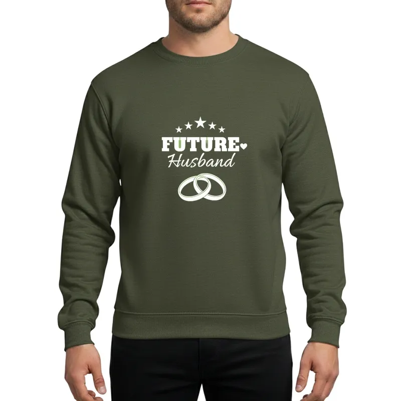 Future Husband Bachelorette Celebration White Heart Script Wedding Bands Sweatshirt - 1