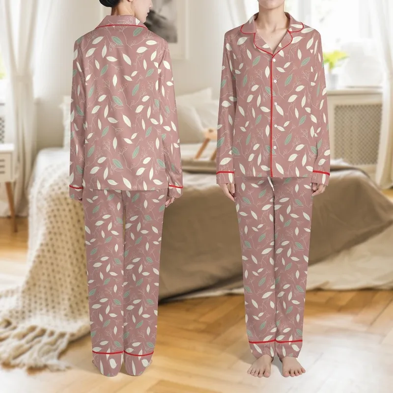 Greyhound Whippet Dog Pajama: Dusty Rose Botanical Print - Cozy Cotton Jumpsuit Satin Pajamas Set - 1