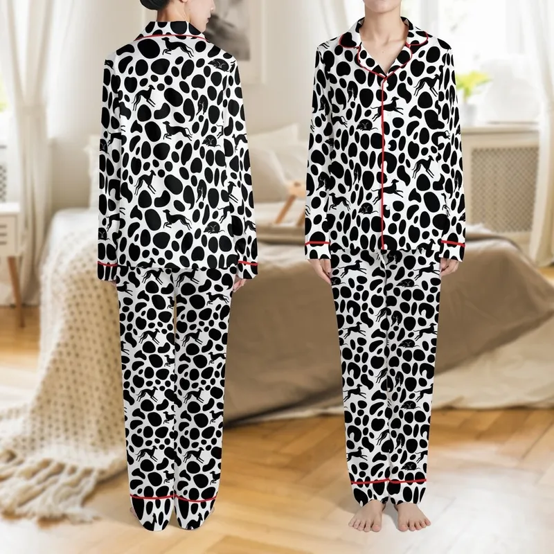 Greyhound Dog: Abstract Inkblot Silhouettes Pajamas Sewing Pattern - Zipper, Size Medium Satin Pajamas Set - 1