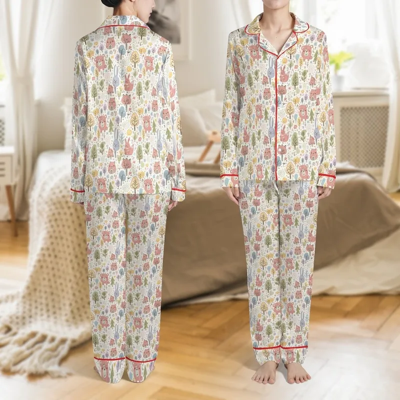 Children's Whimsical Woodland Creature Pajama Sewing Pattern (3-15Y) Digital PDF Satin Pajamas Set - 1