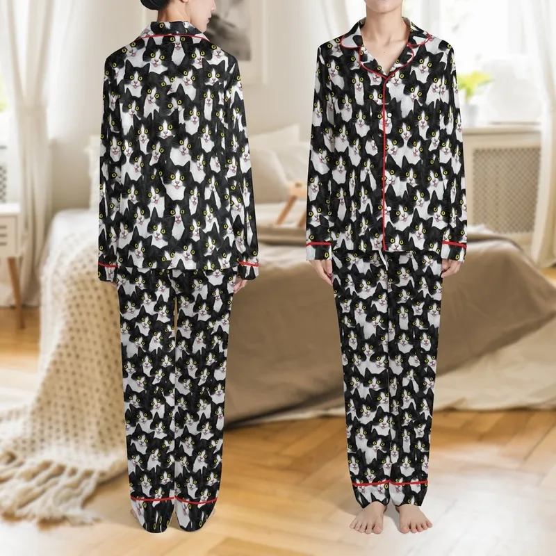 Custom Pet Lover Photo Face All-Over Print Soft Milk Silk Sleep Set Satin Pajamas Set - 1