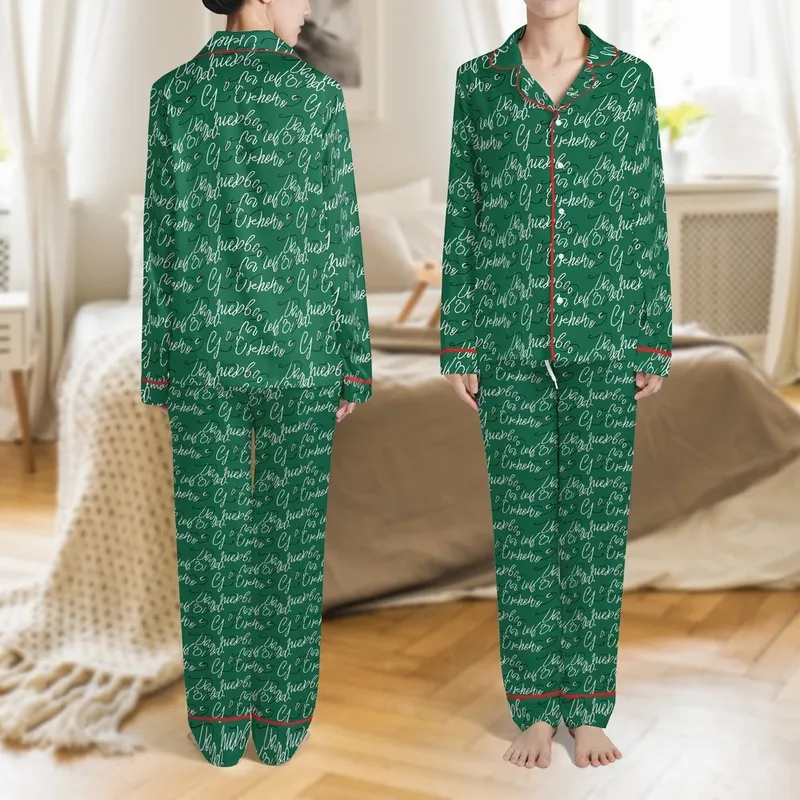 Bridal Party Personalized Satin Pajama Set: Elegant Script Motif, Short-Sleeve Button-Down Top Satin Pajamas Set - 1
