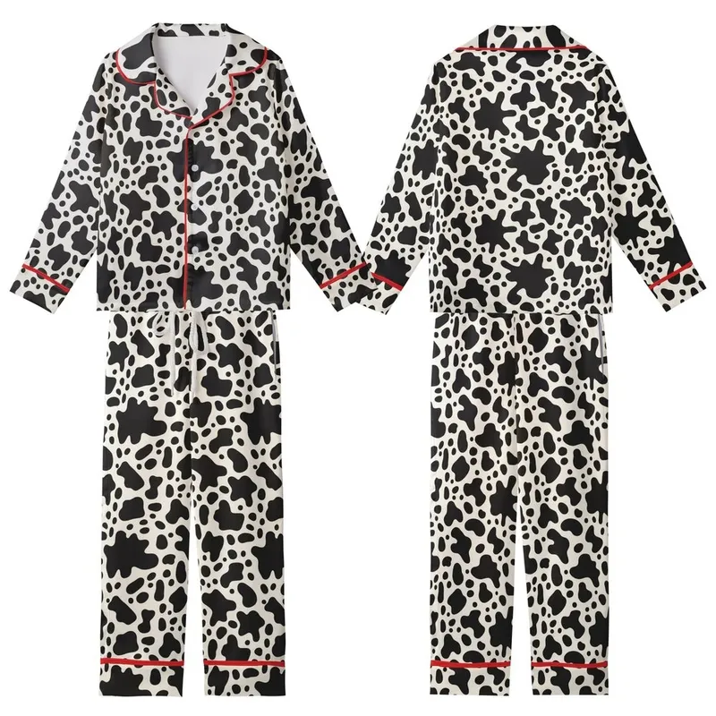 Contemporary Design Enthusiasts' Bold Black Organic Blob Abstract Pattern on Light Cream Kid Satin Pajamas Set - qgxndg256u