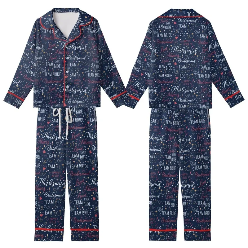 Bridal Party Satin Pajama Set: Cheers Script & Heart Pattern - Monogram Camisole Sleepwear Satin Short-Sleeve Pajamas Set - 1