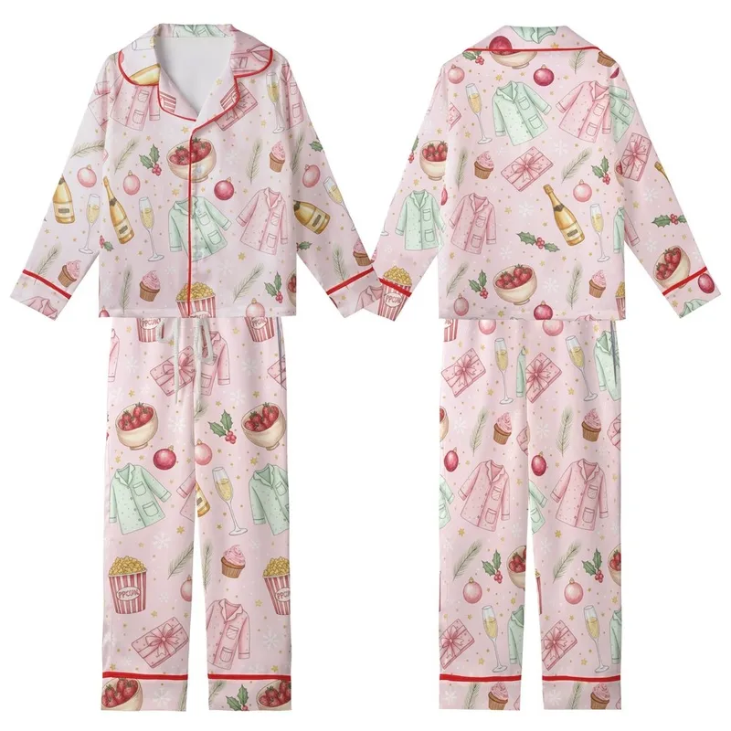 Festive Holiday Pajamas: Watercolor PJs Prosecco Pink Mint Gold Star Print Kid Satin Pajamas Set - 1