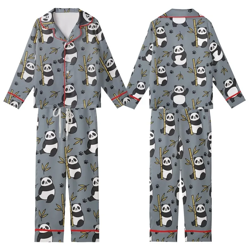Vizsla Dog Digital Garment Guide: Cartoon Panda Bamboo Print Small DIY Sleepwear Project Kid Satin Pajamas Set - 1