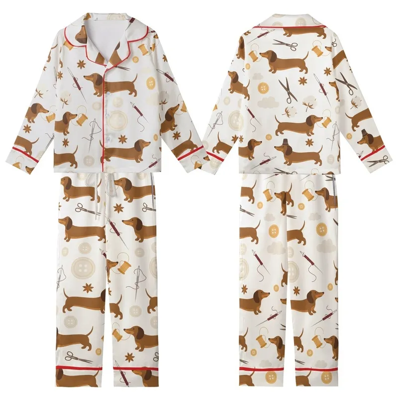 Dachshund Dog Sewing Pattern Bundle | Fit Onesie & Pajama Design Kid Satin Pajamas Set - hUm8k35vHO