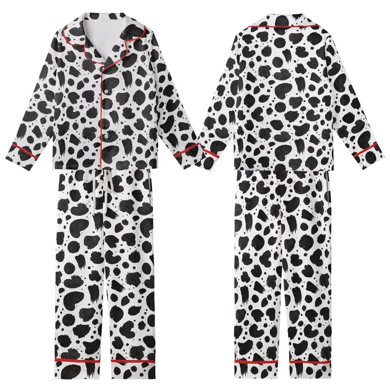 Modern Style Enthusiasts' High Contrast Black Inkblot Organic Abstract Brushstroke Pattern Kid Satin Pajamas Set - wBiHYU3IpB