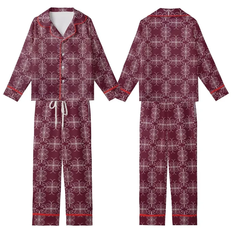 Personalized Bridal Party Satin Sleepwear: Elegant White Filigree Scrollwork Design Kid Satin Pajamas Set - 1