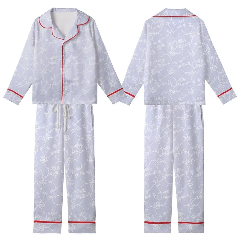 Bridal Party Satin Pajamas: Hand-Drawn Lavender Vine Blossom Sleep Set Kid Satin Pajamas Set - 1